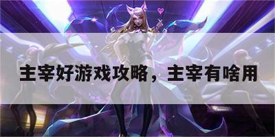 主宰好游戏攻略，主宰有啥用