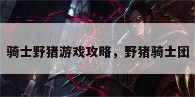 骑士野猪游戏攻略，野猪骑士团