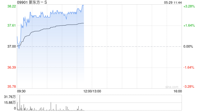 港股教育股集体上涨 中教控股涨超5% 新东方涨2.7%
